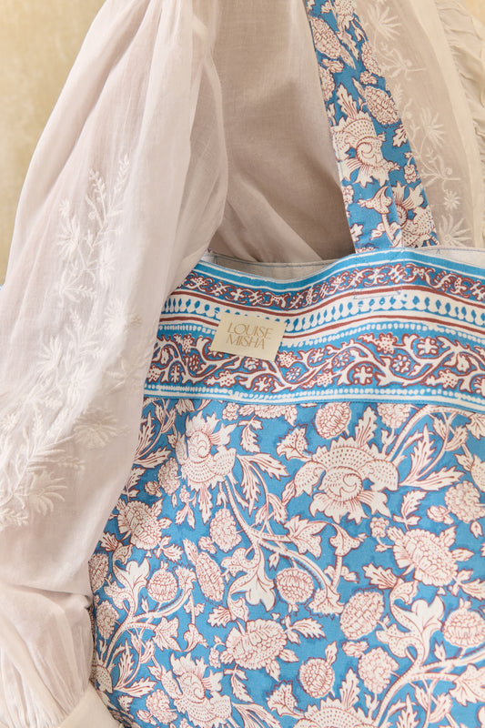 <Louise Misha> TOTE BAG BEVERLY - BLUE MOUNTAIN AVENS