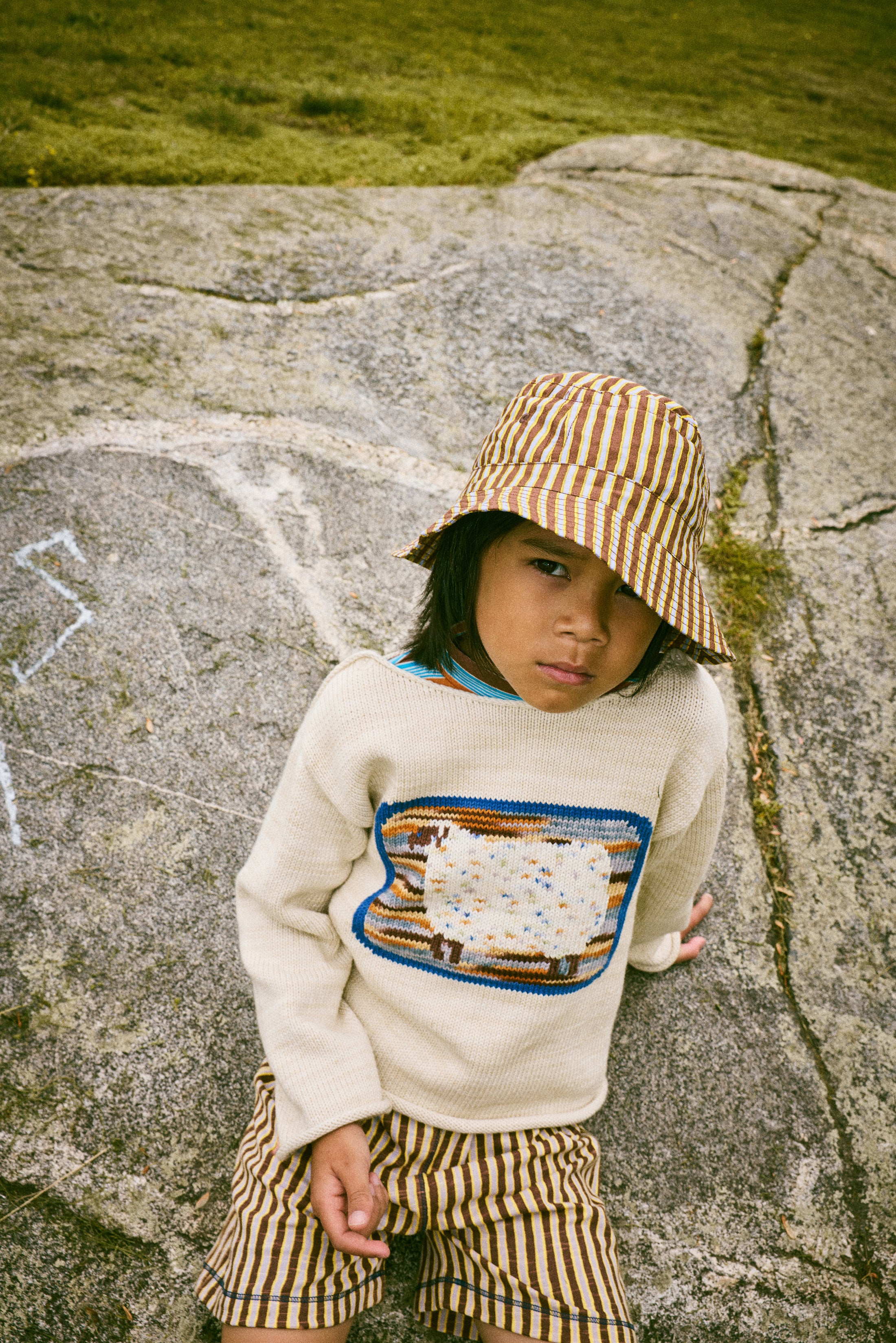 <Misha&Puff> RALLY SHORT - COLA PAINTERLY STRIPE