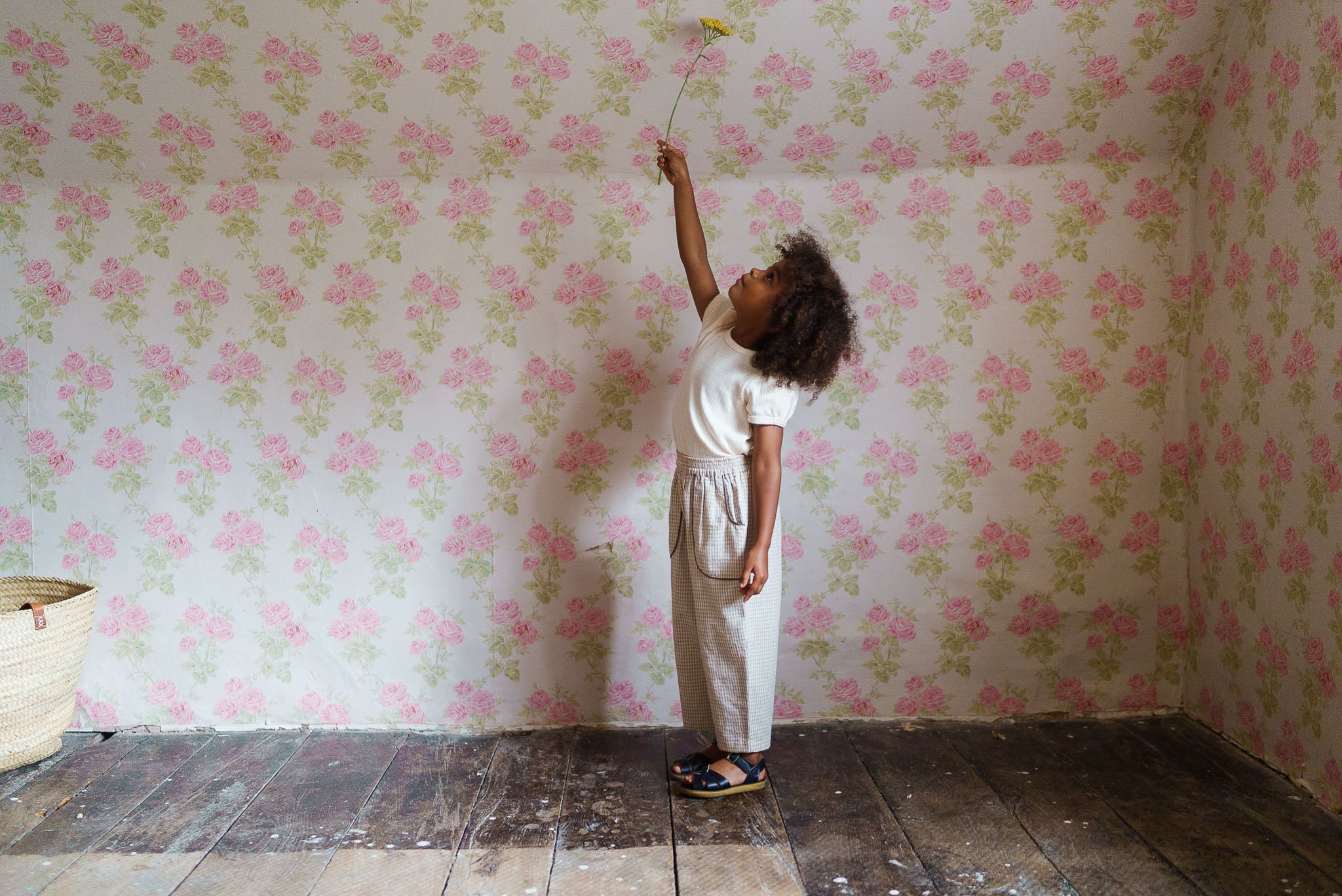 <Little Cotton Clothes> Pointelle T-shirt in Buttermilk　