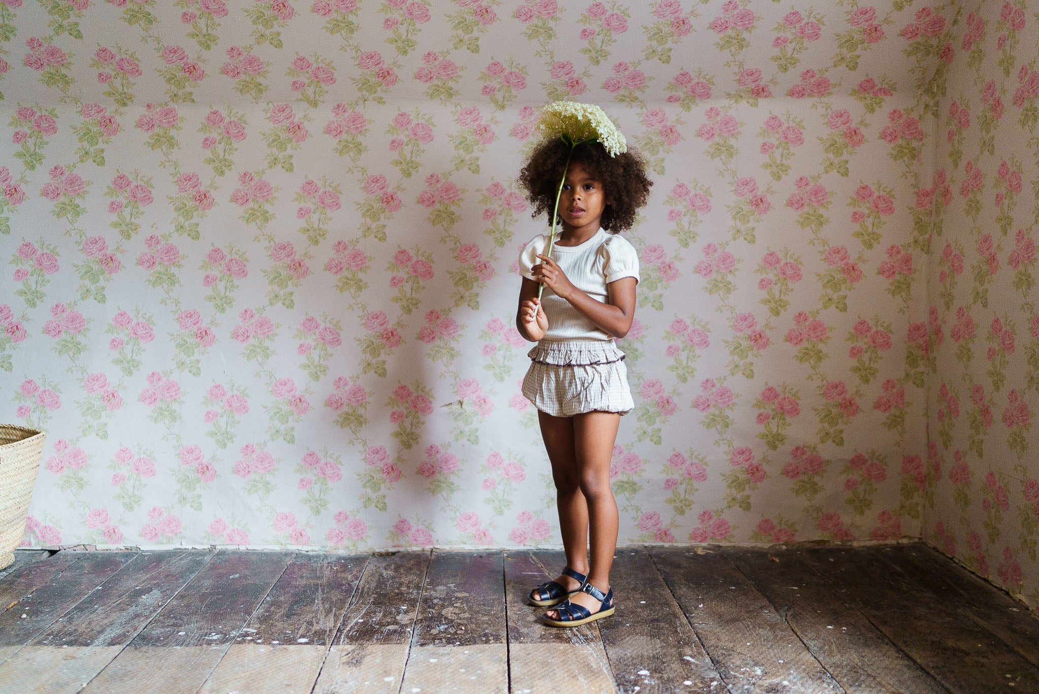 <Little Cotton Clothes> Pointelle T-shirt in Buttermilk　