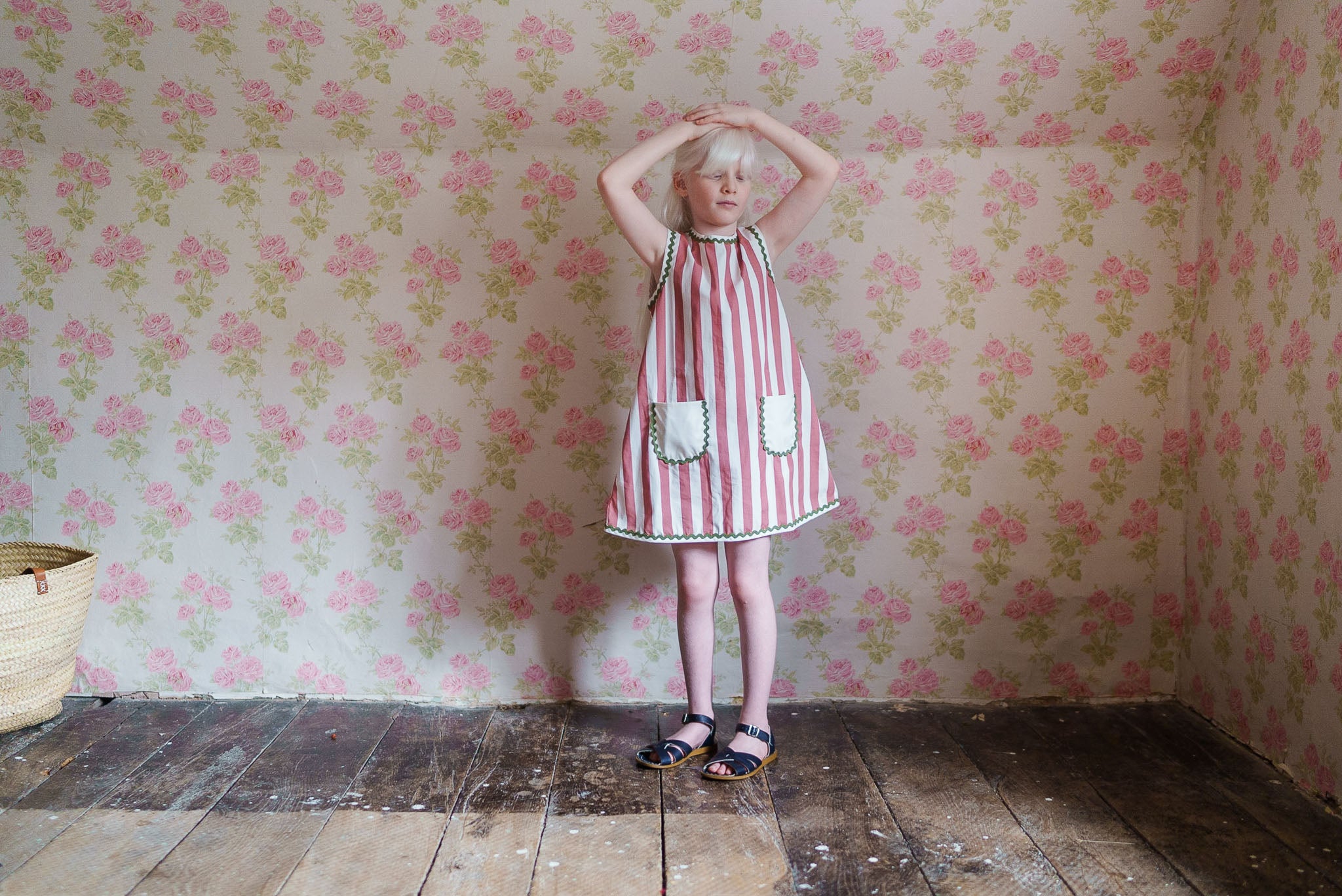 <Little Cotton Clothes> Hannah Dress Raspberry Stripe　