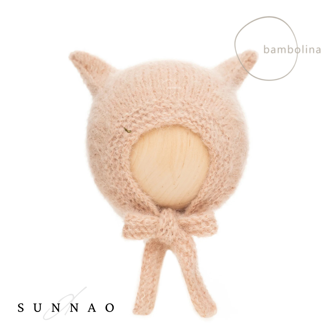 <Bambolina>Classic Kitty bonnet - SAND PINK