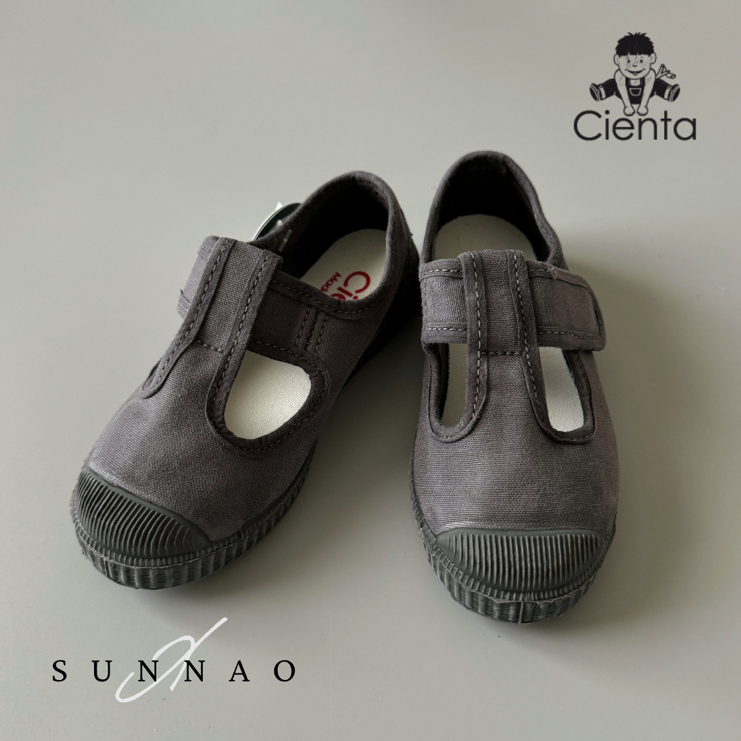 <Cienta>T strap black sole shoes - BLACK 77777