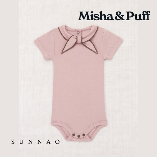 <Misha&Puff>Short Sleeve Scout Onesie - Plum Petal（6-24M）-Misha＆Puff-SUNNAO