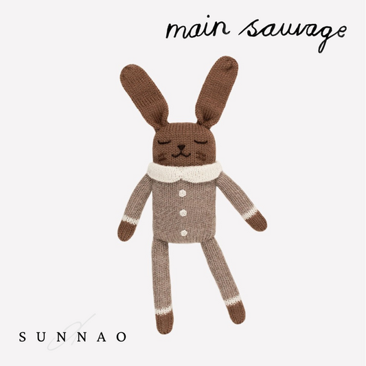 <main sauvage> Bunny knit toy - Oat jumpsuit</main>