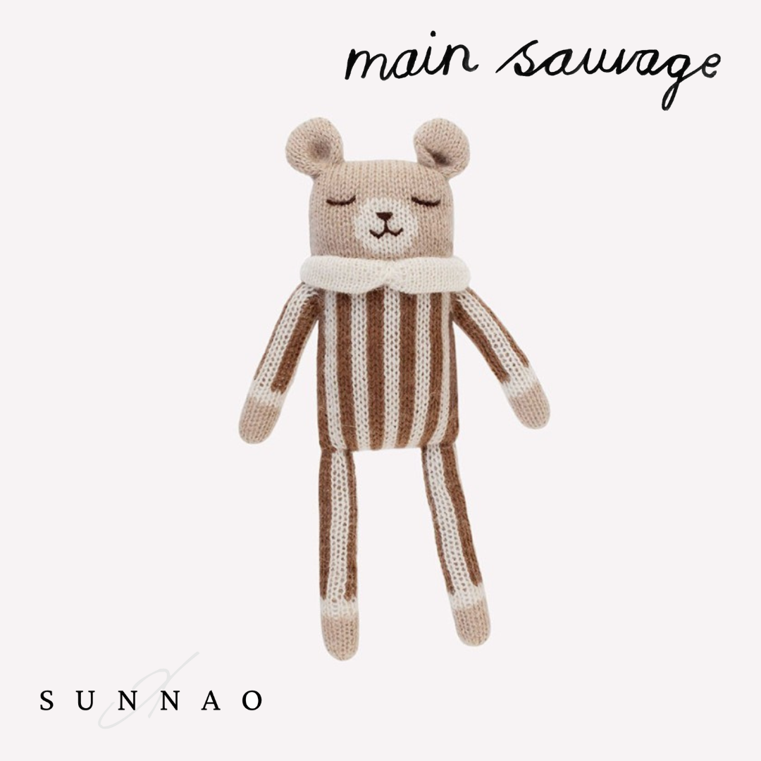 <main sauvage>Teddy knit toy - Nut striped jumpsuit</main>