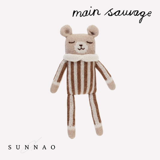 <Main Sauvage>Teddy knit toy - Nut striped jumpsuit