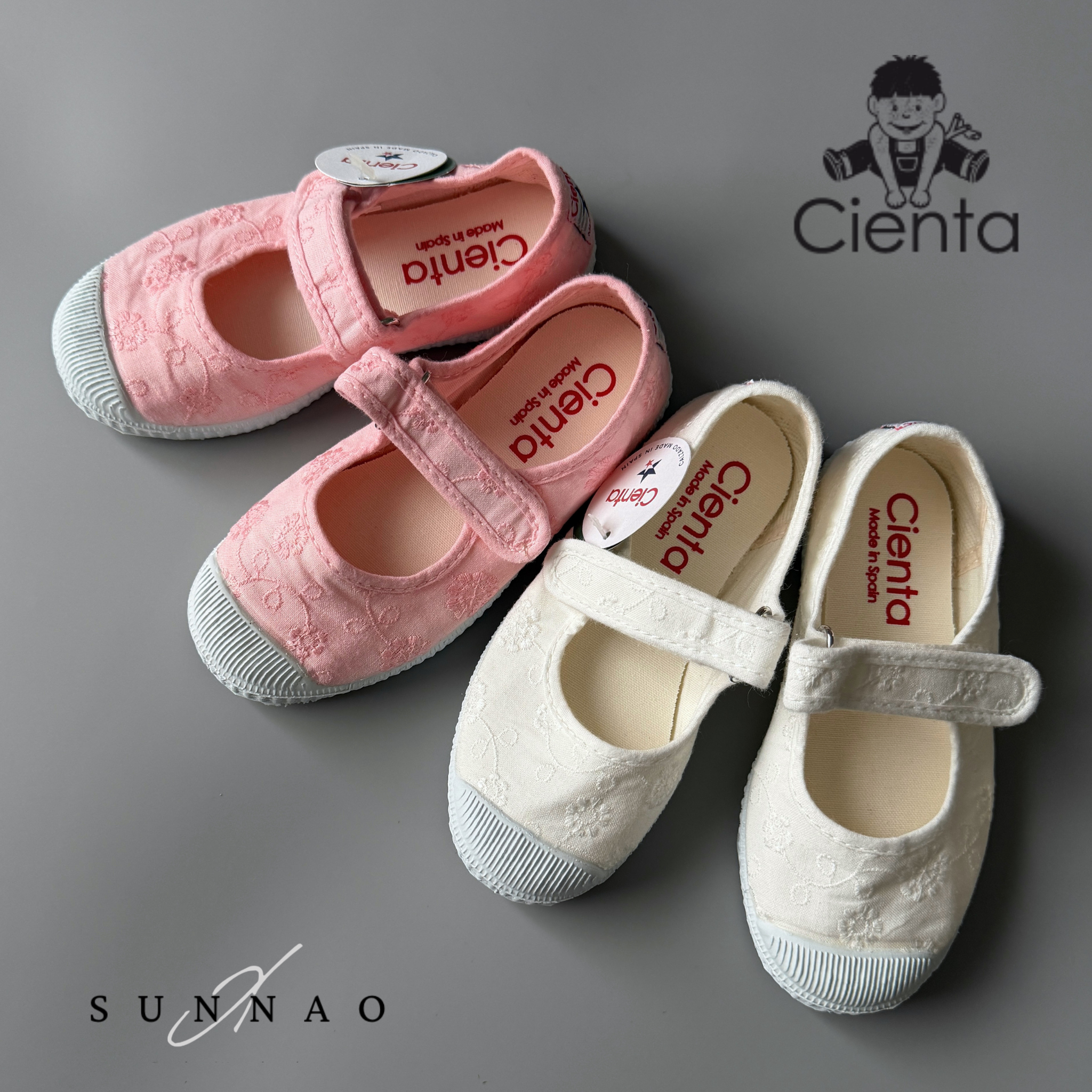 <Cienta>velcro one strap shoes - lace pink 769981