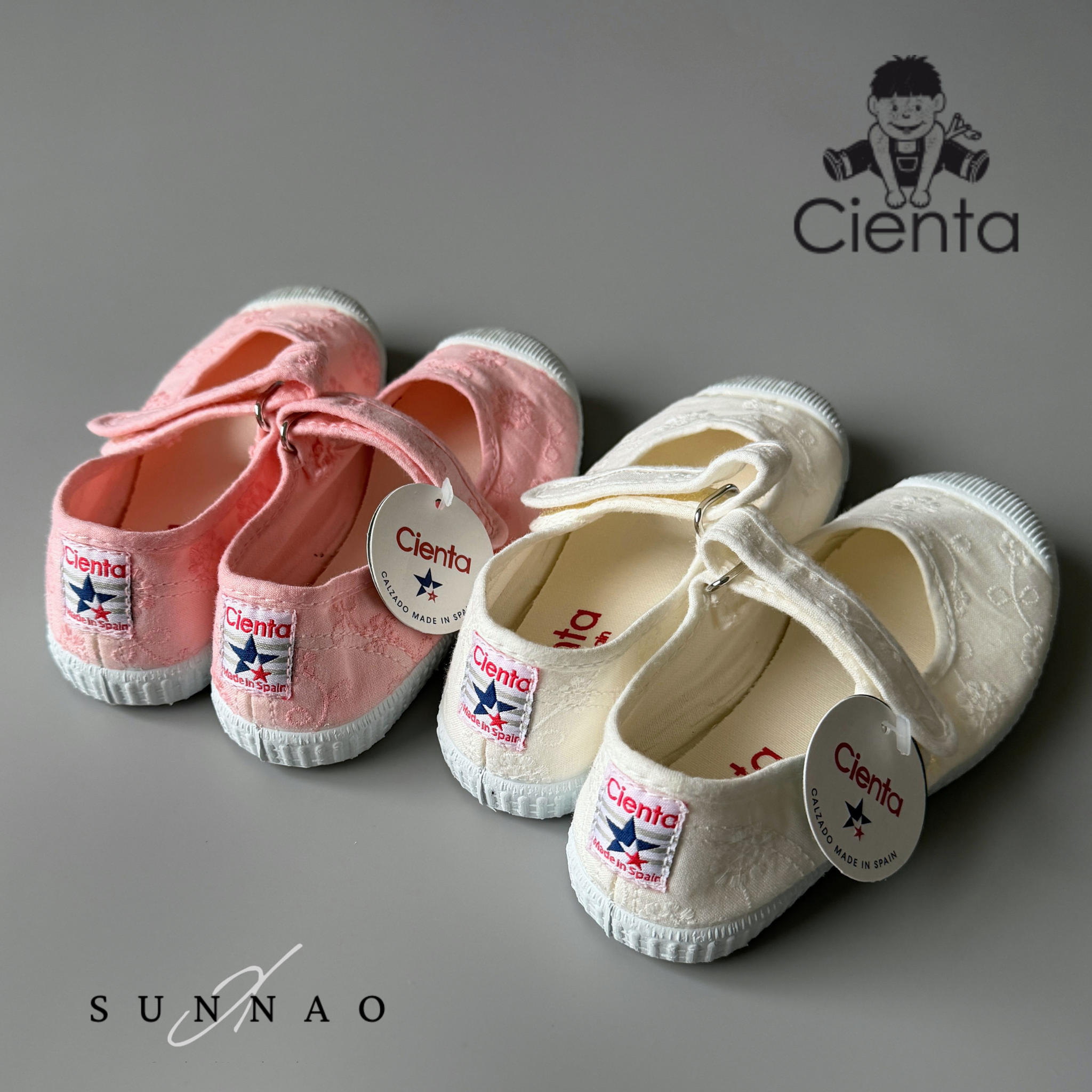 <Cienta>velcro one strap shoes - lace pink 769981