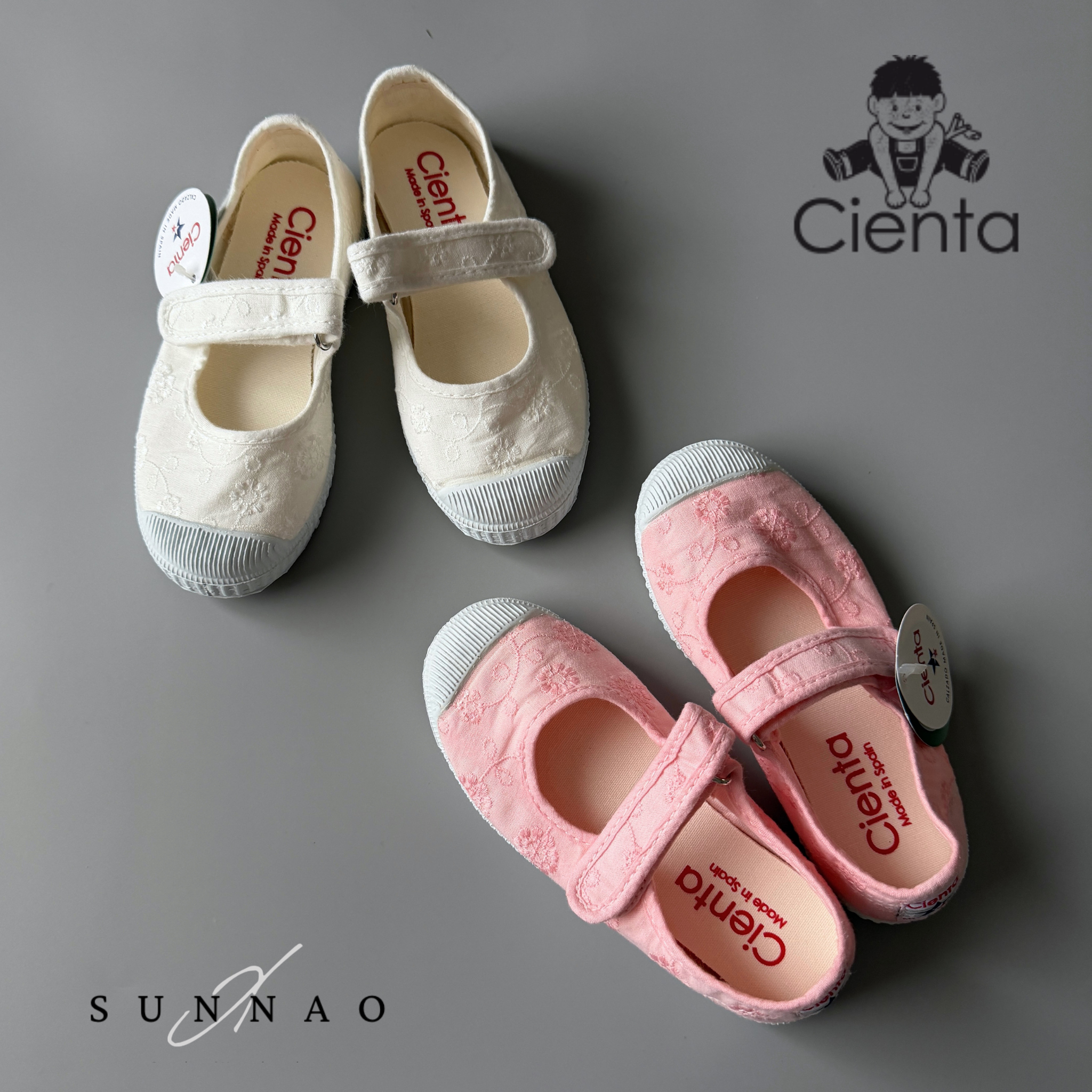 <Cienta>velcro one strap shoes - lace pink 769981