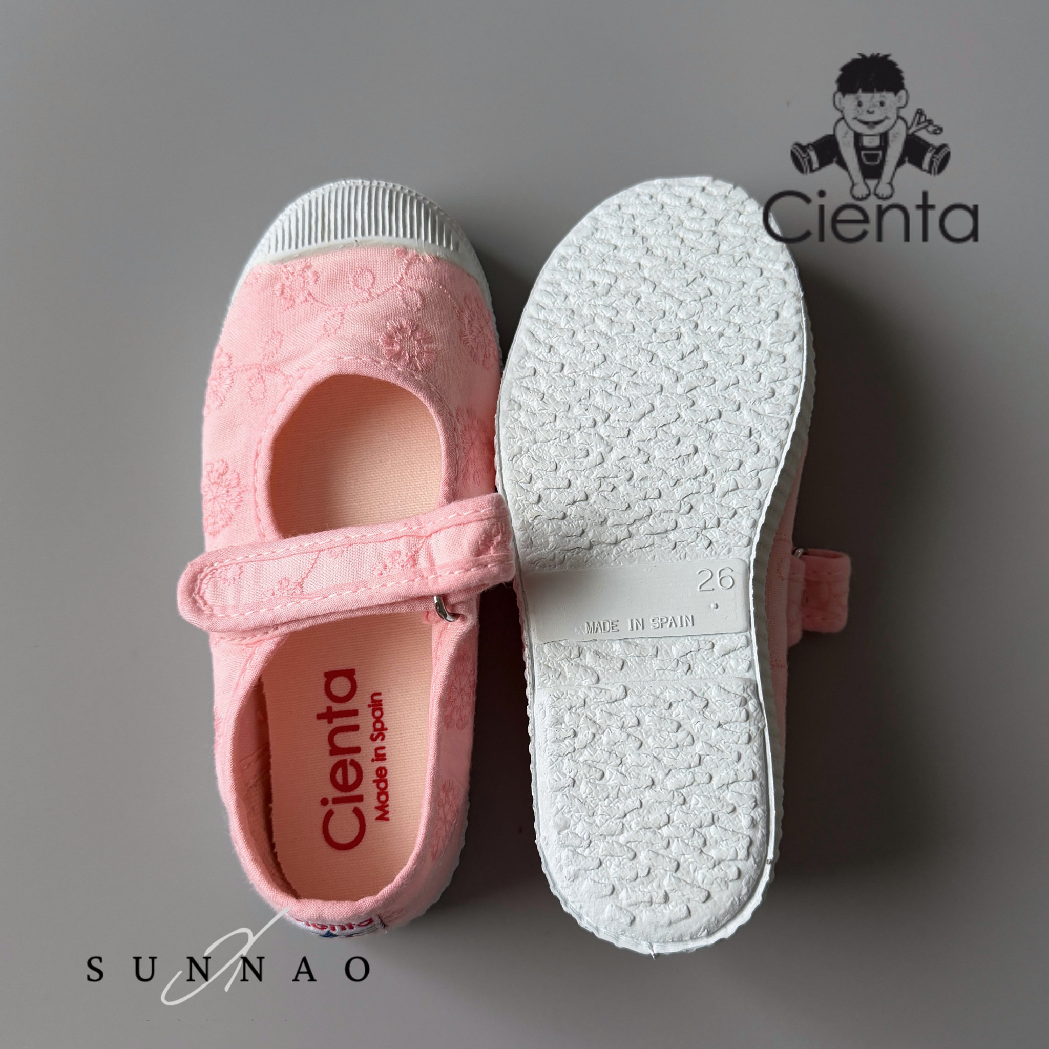 <Cienta>velcro one strap shoes - lace pink 769981