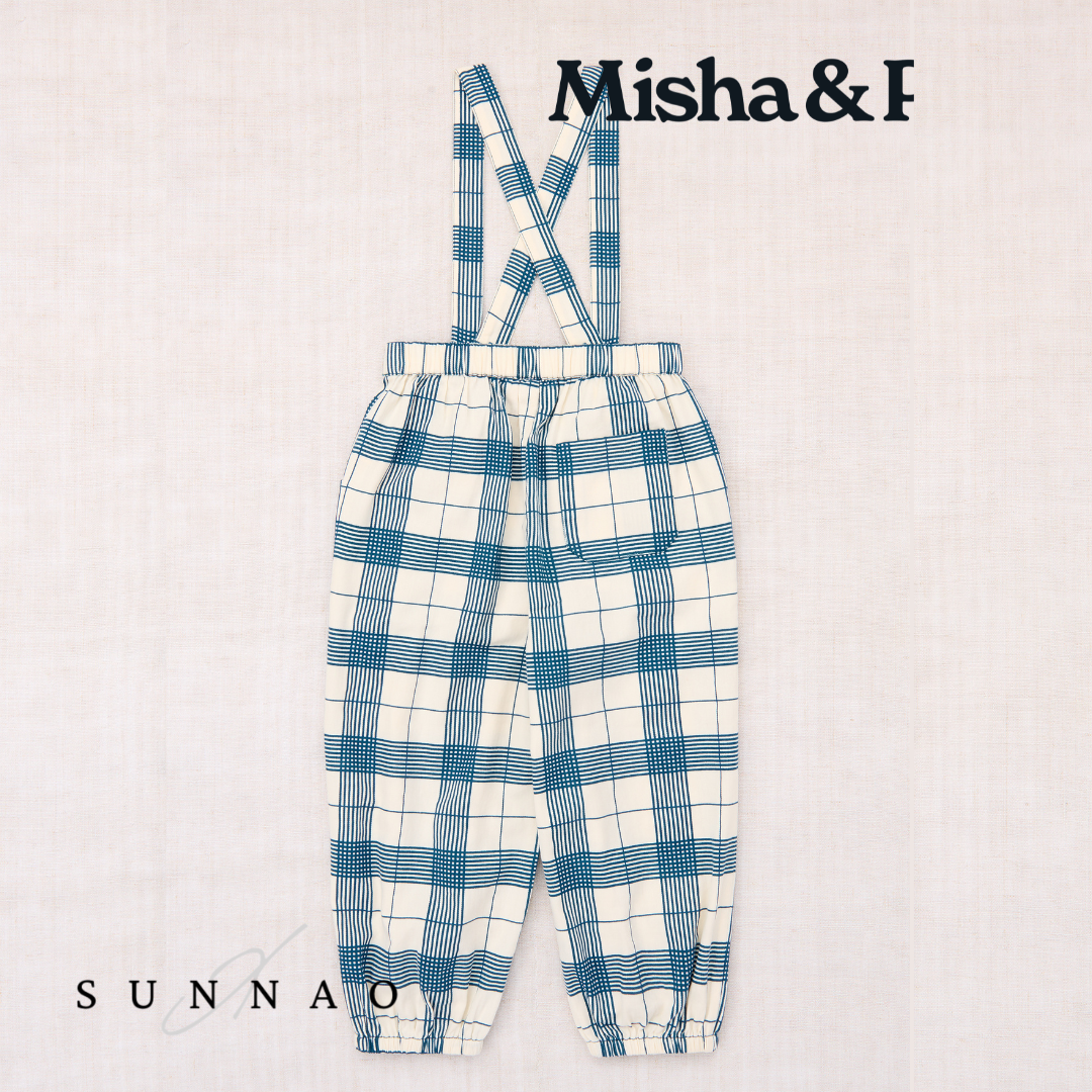 <Misha&Puff>Suspender Pant - Prussian Blue Piazza（2-6Y）-Misha＆Puff-SUNNAO