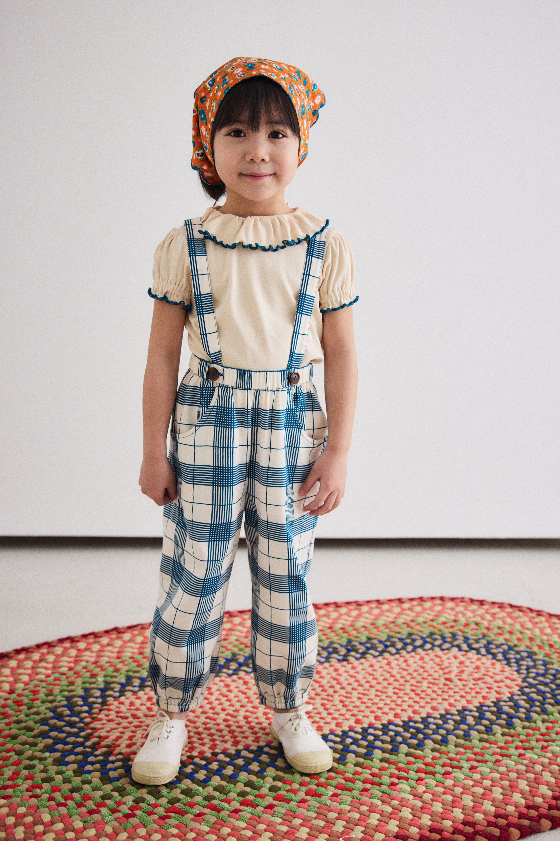 <Misha&Puff>Suspender Pant - Prussian Blue Piazza（2-6Y）-Misha＆Puff-SUNNAO