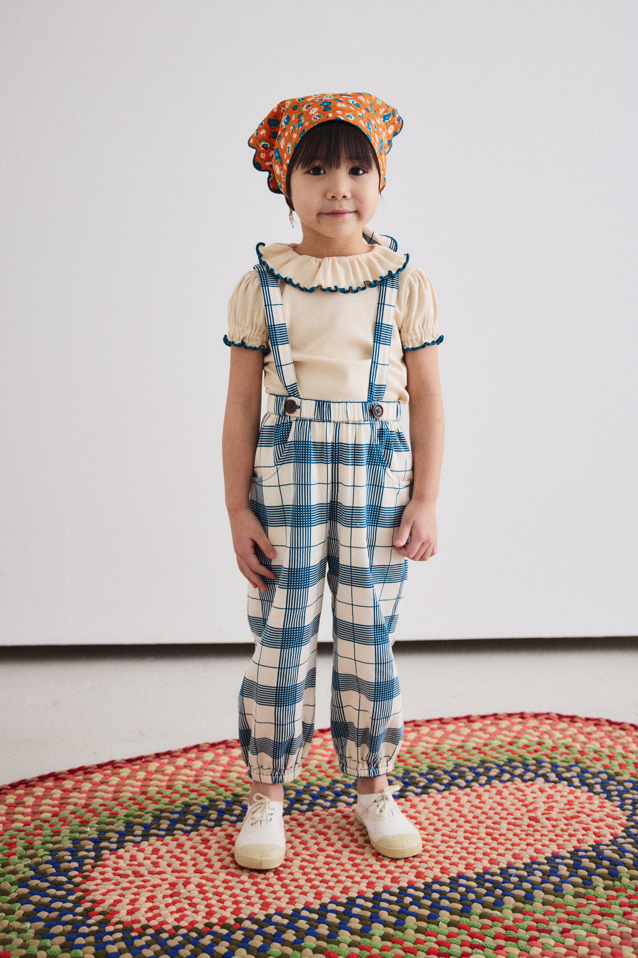 <Misha&Puff>Suspender Pant - Prussian Blue Piazza（2-6Y）-Misha＆Puff-SUNNAO