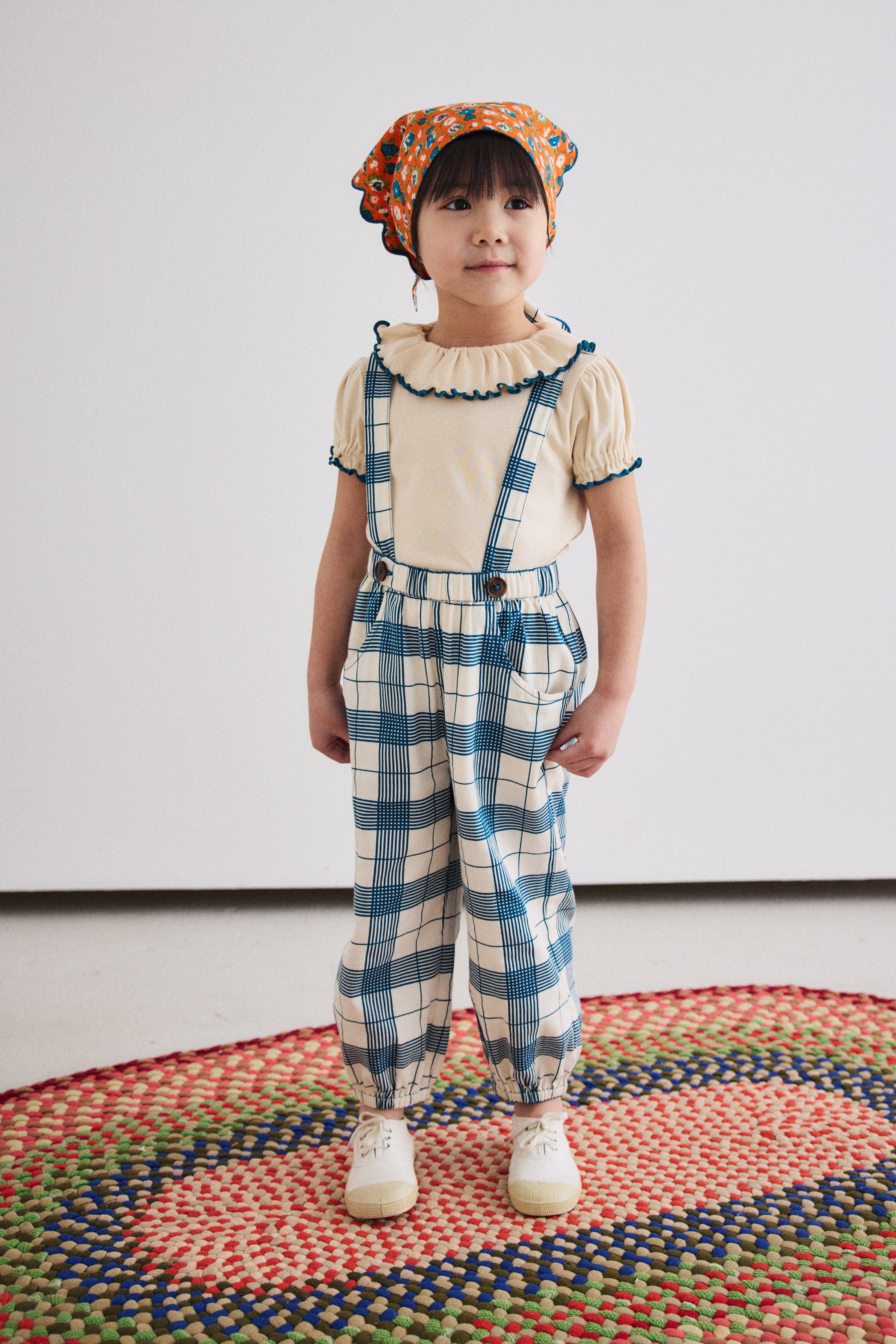 <Misha&Puff>Suspender Pant - Prussian Blue Piazza（2-6Y）-Misha＆Puff-SUNNAO