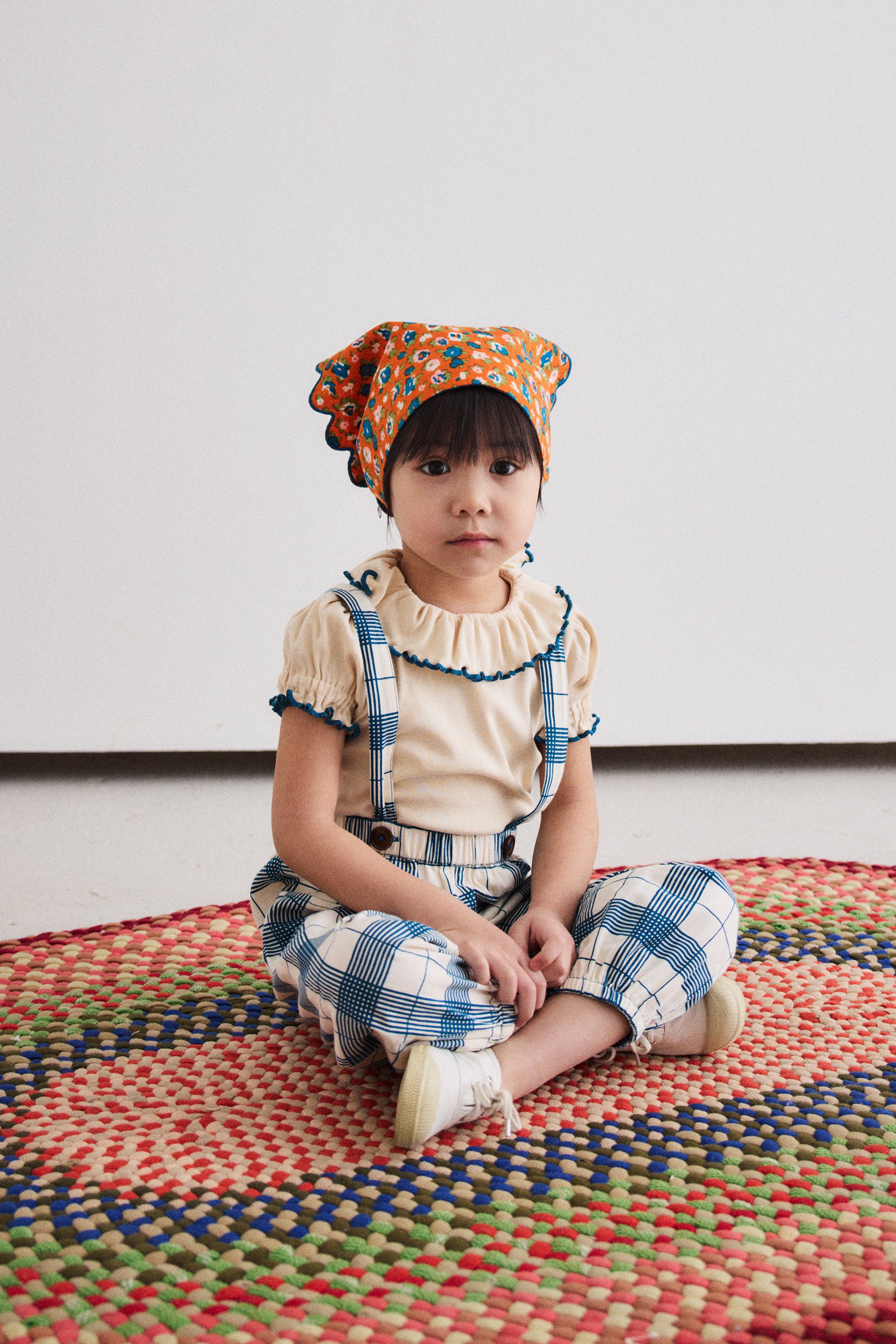 <Misha&Puff>Suspender Pant - Prussian Blue Piazza（2-6Y）-Misha＆Puff-SUNNAO