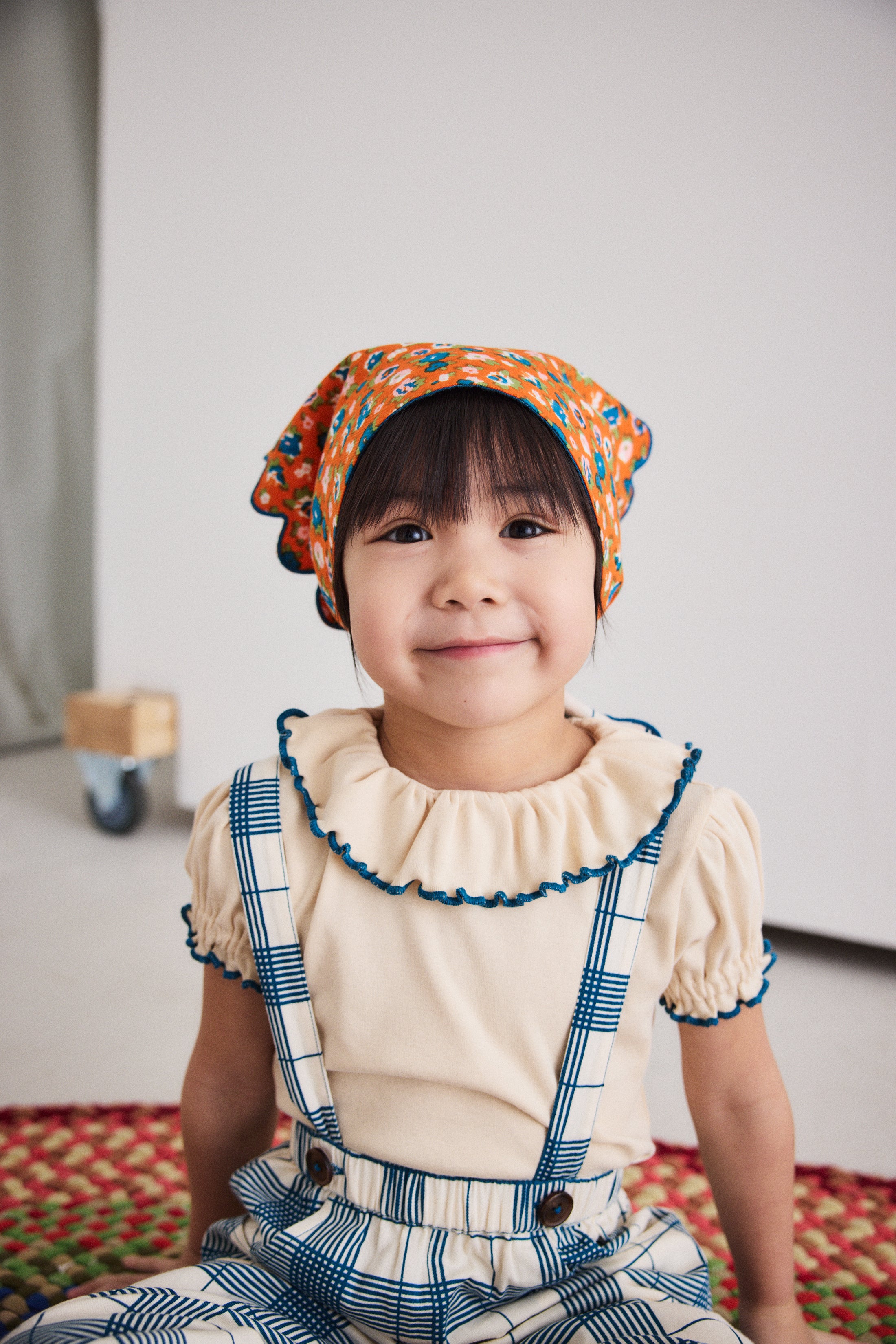 <Misha&Puff>Suspender Pant - Prussian Blue Piazza（2-6Y）-Misha＆Puff-SUNNAO