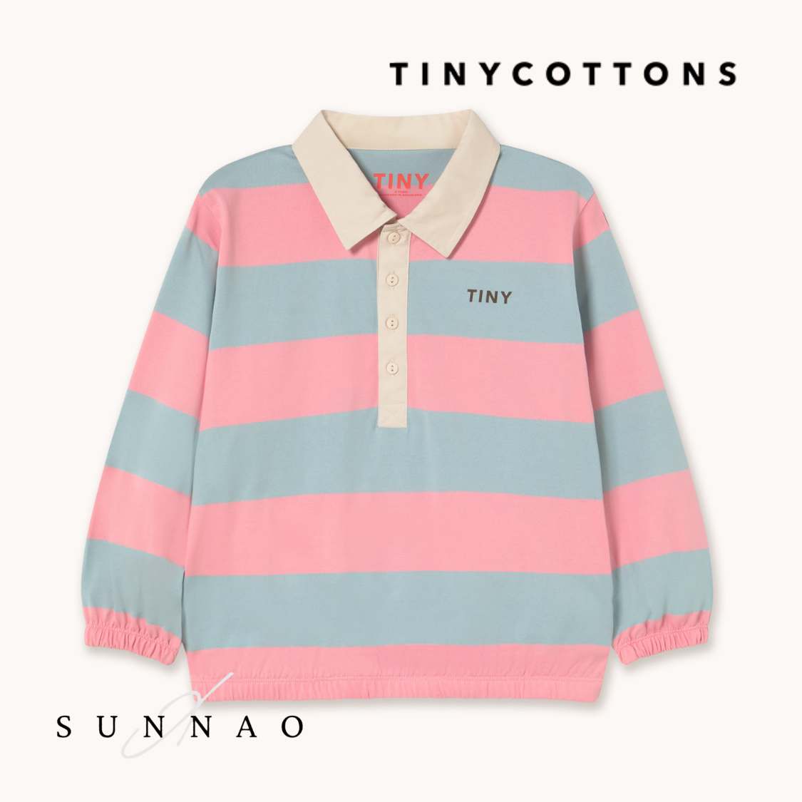 <TINYCOTTONS> Stripes Polo Sleeve Tee