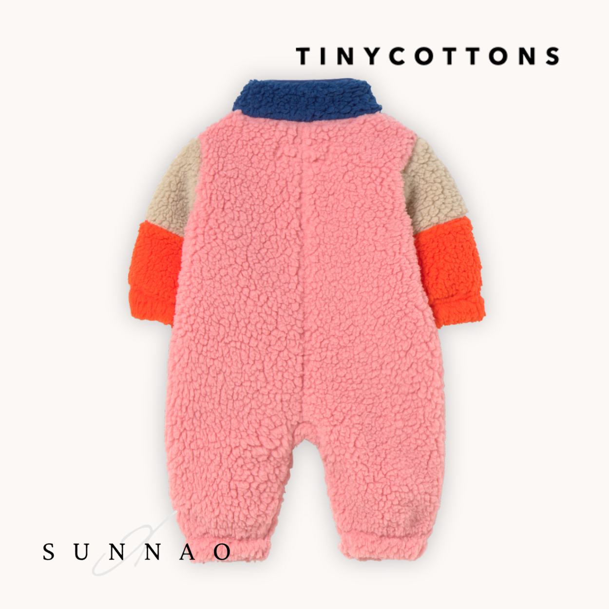 <TINYCOTTONS> COLOR BLOCK POLAR SHERPA ONE-PIECE - dark blue