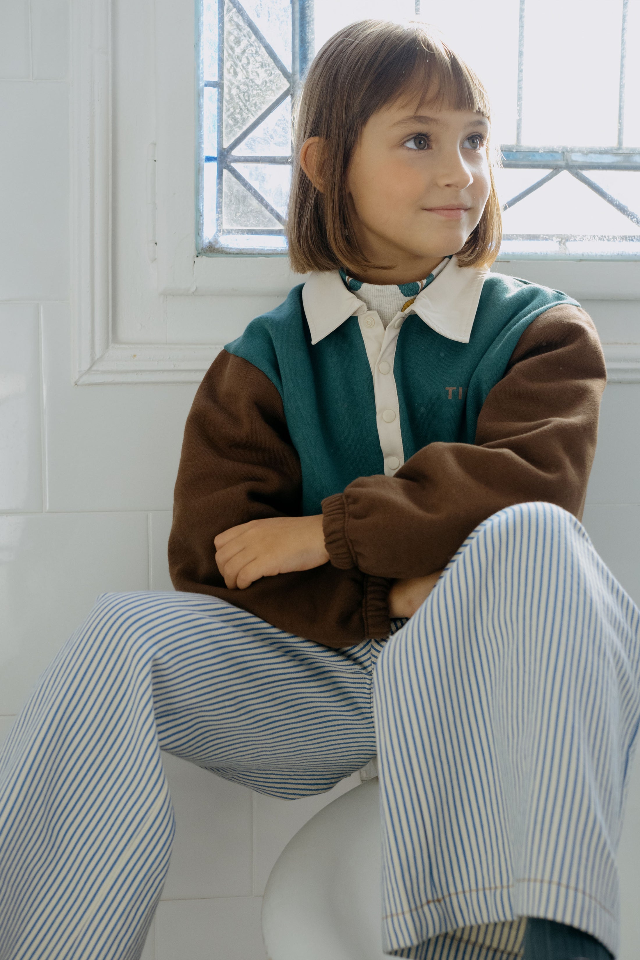 TINYCOTTONS Color Block Polo Sleeve Tee (2-8Y)