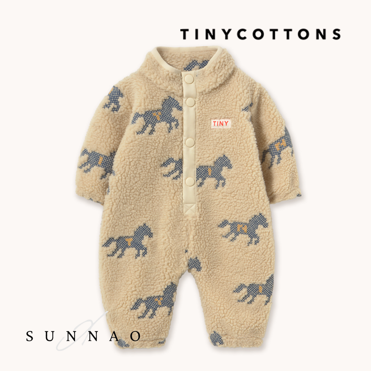 <TINYCOTTONS> Horses Sherpa One-Piece