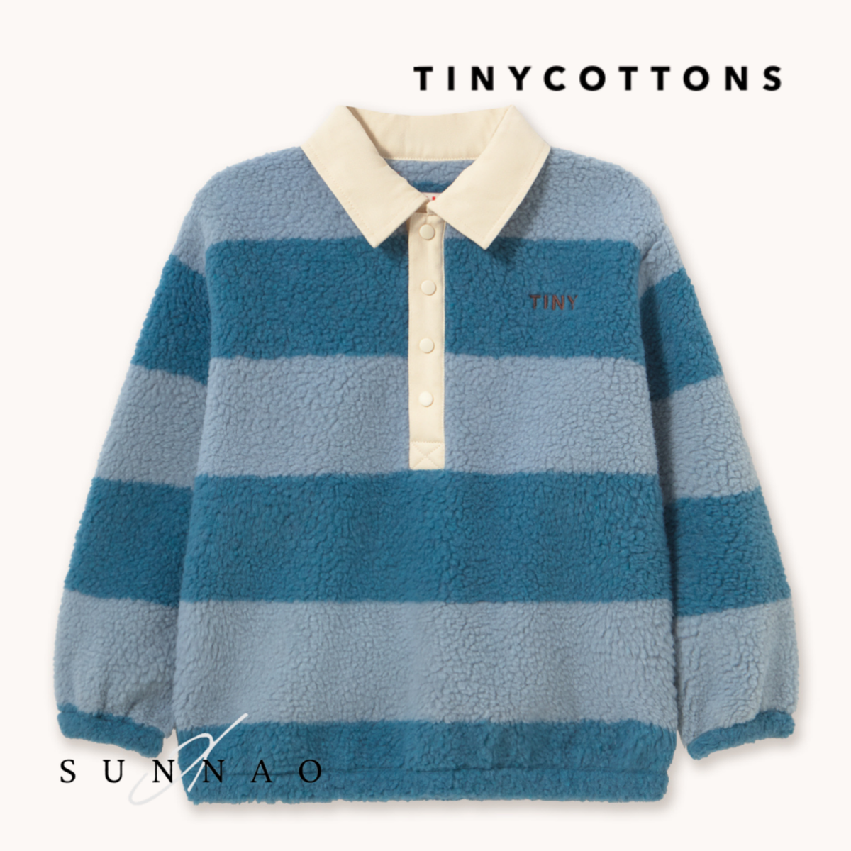 <TINYCOTTONS> Blue Stripes Sherpa Collar Sweatshirt