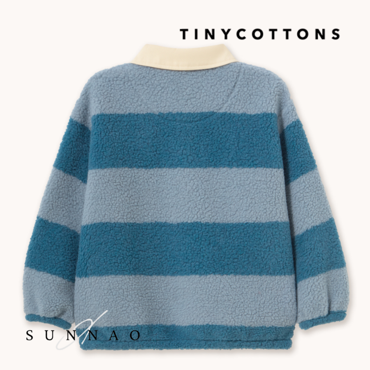 <TINYCOTTONS> Blue Stripes Sherpa Collar Sweatshirt