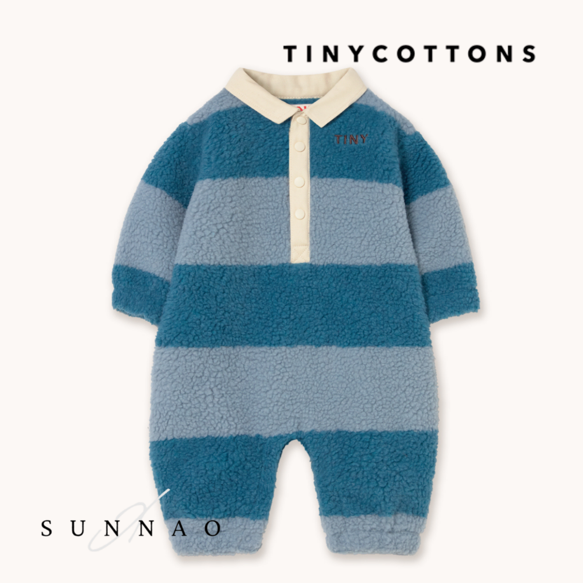<TINYCOTTONS> Blue Stripes Sherpa One-Piece