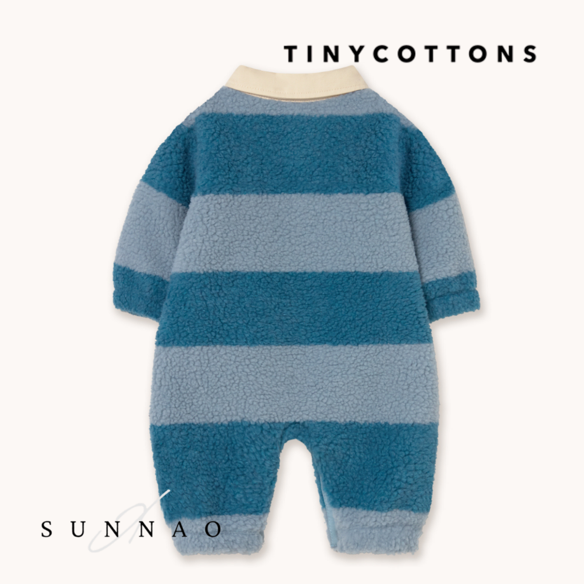 <TINYCOTTONS> Blue Stripes Sherpa One-Piece