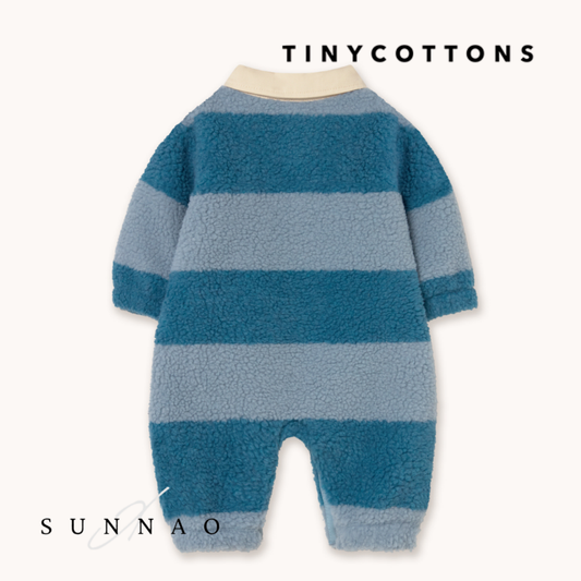 <TINYCOTTONS> Blue Stripes Sherpa One-Piece