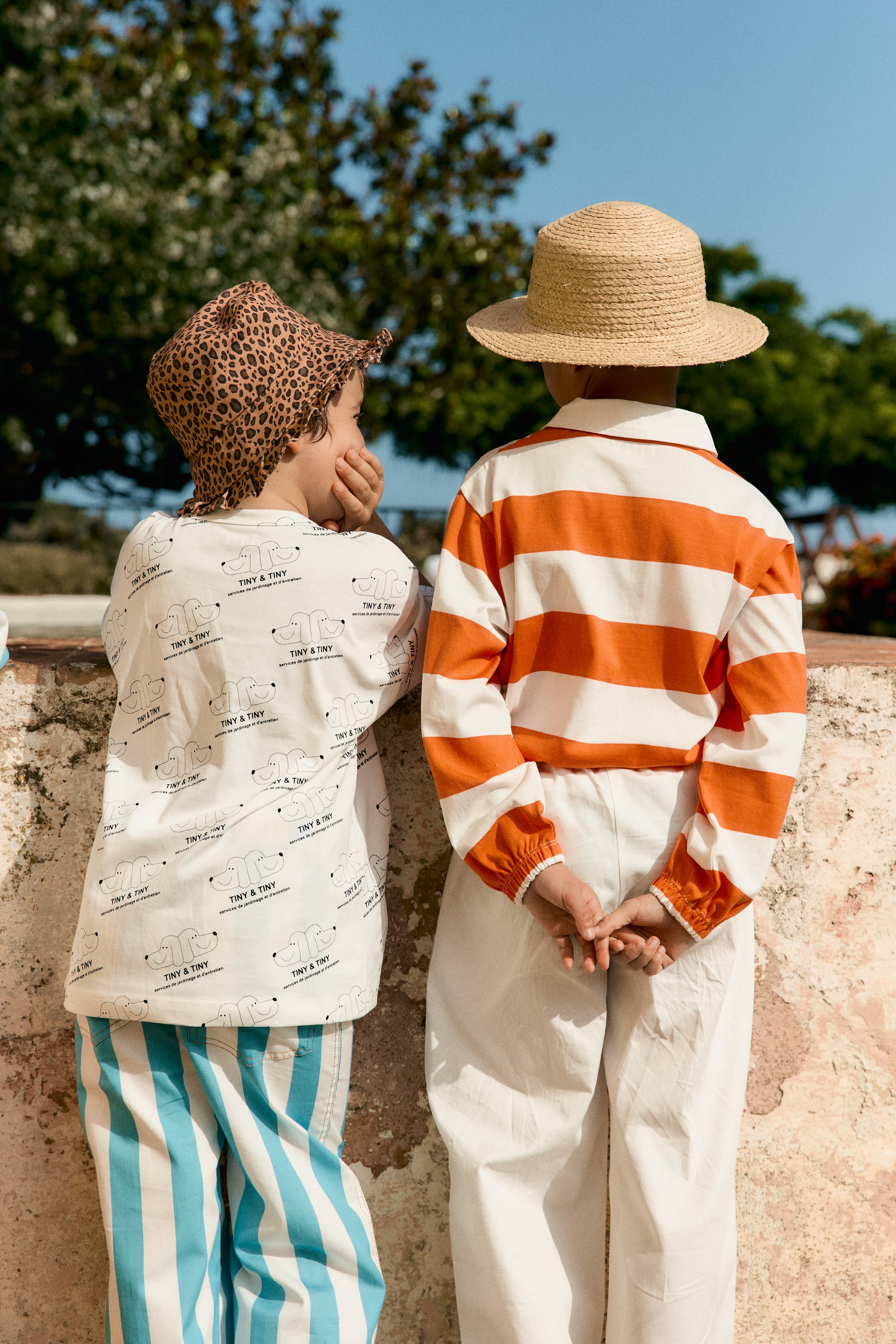 <TINYCOTTONS> Stripes Knit Polo Sleeve Tee - Red
