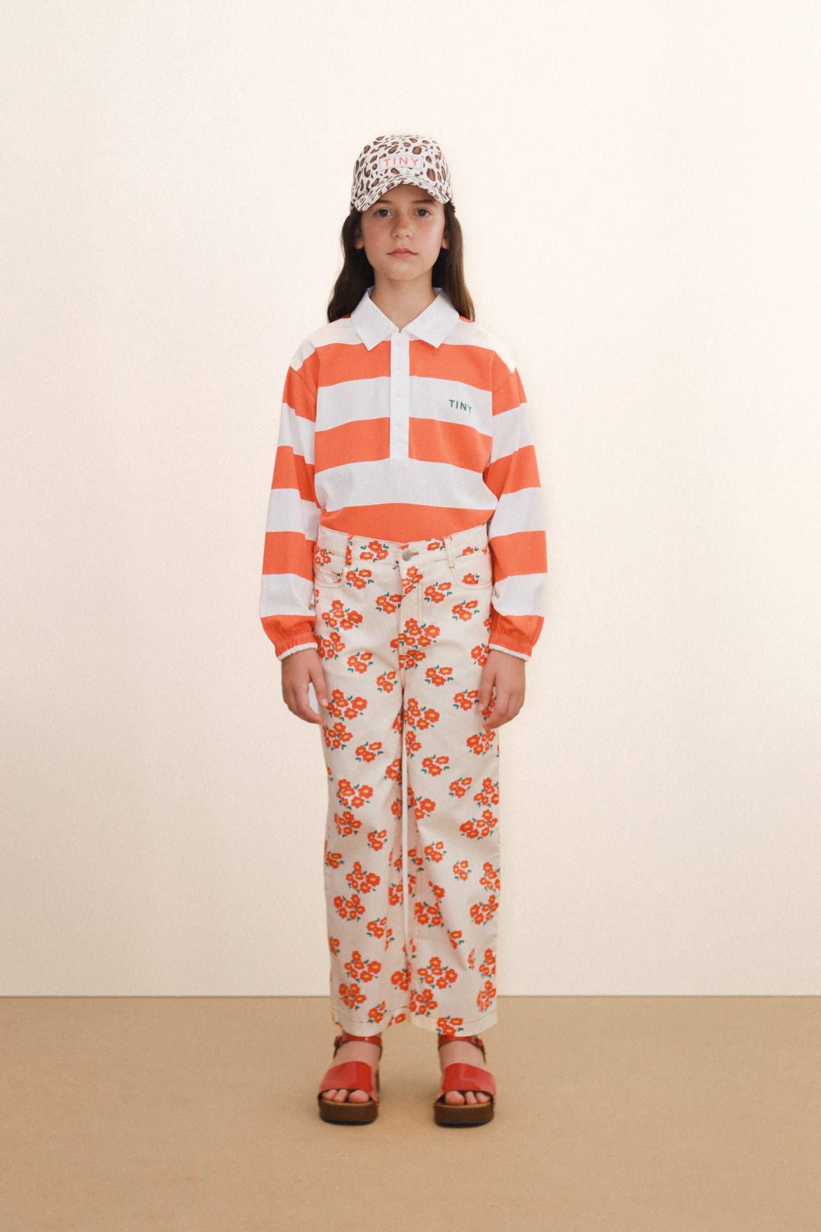 <TINYCOTTONS> Stripes Knit Polo Sleeve Tee - Red