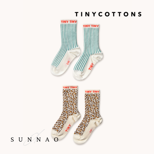 <TINYCOTTONS> Animal Print & Fine Stripes Medium Socks　