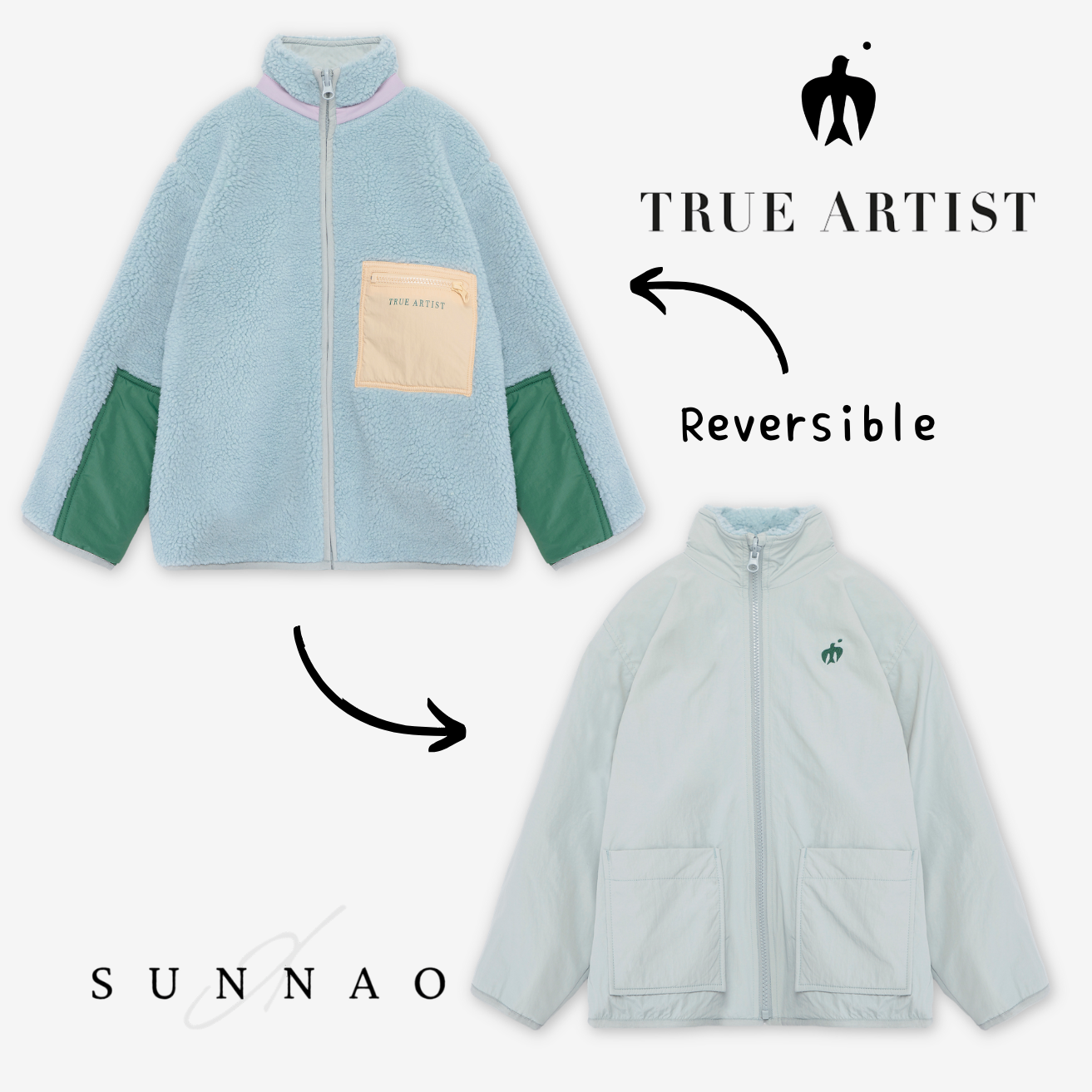<TRUE ARTIST> Reversible Jacket No.03 Sky Gray
