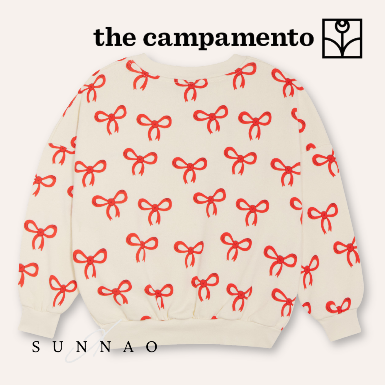 <The Campamento> Big Bows Sweatshirt - ECRU　