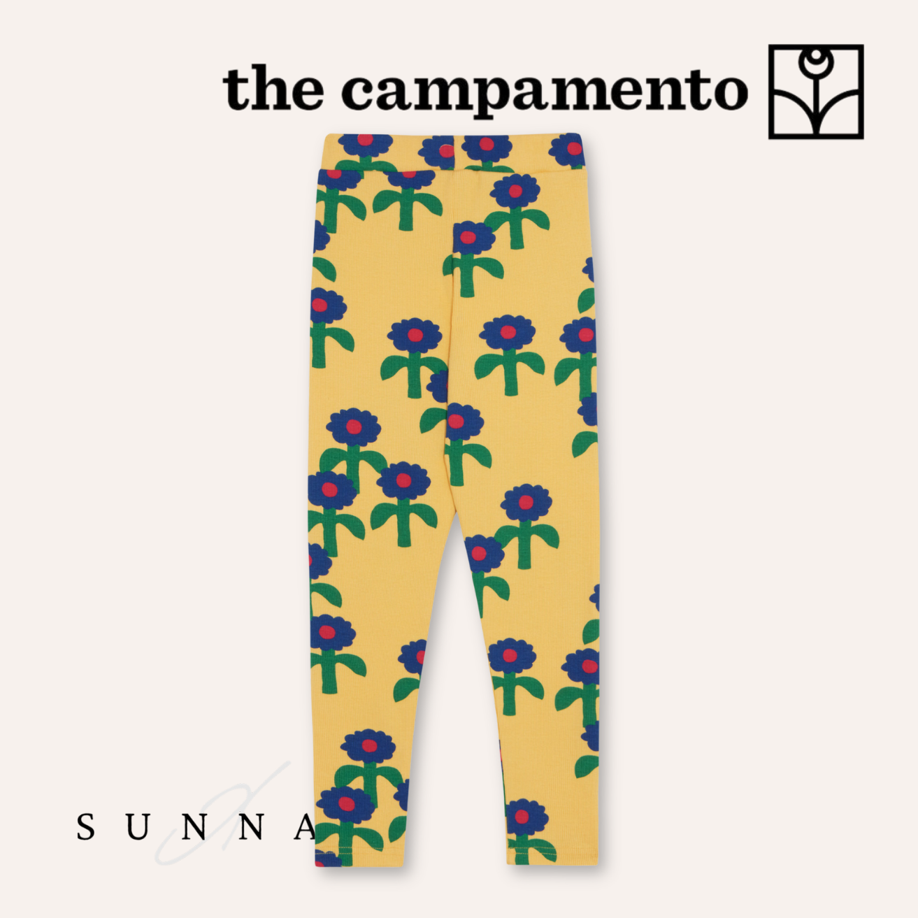<The Campamento> Blue Daisies Leggings - YELLOW　