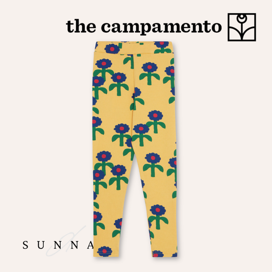 <The Campamento> Blue Daisies Leggings - YELLOW　