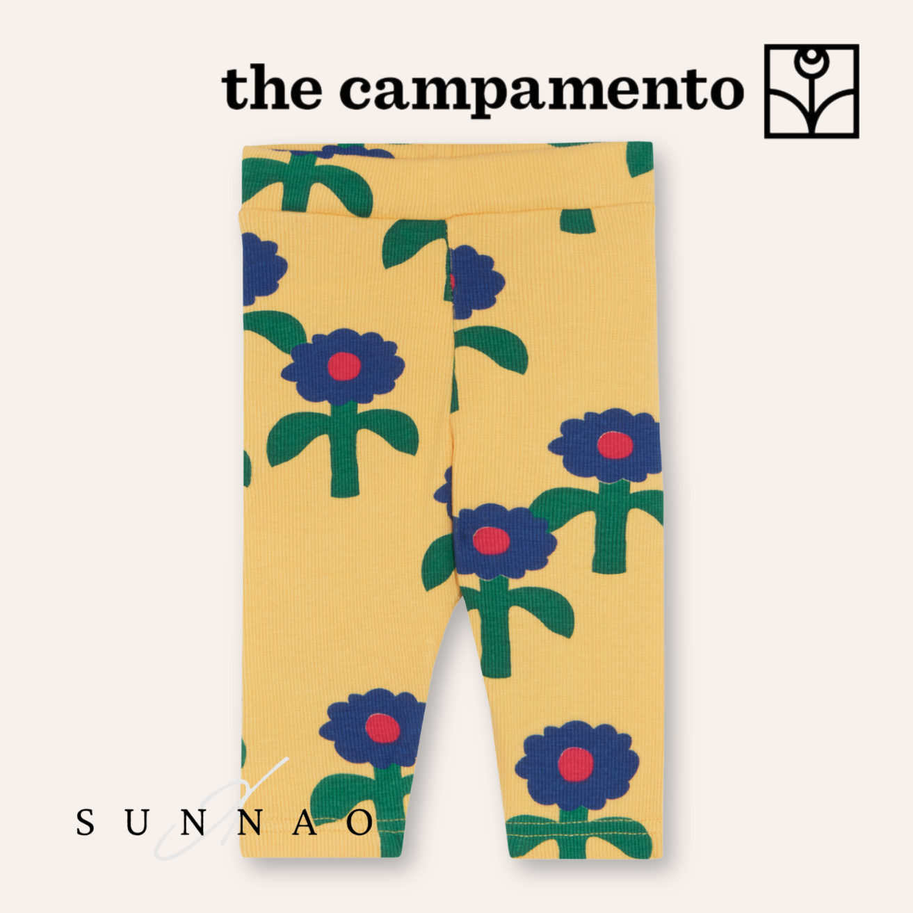 <The Campamento> Blue Daisies Leggings - YELLOW　