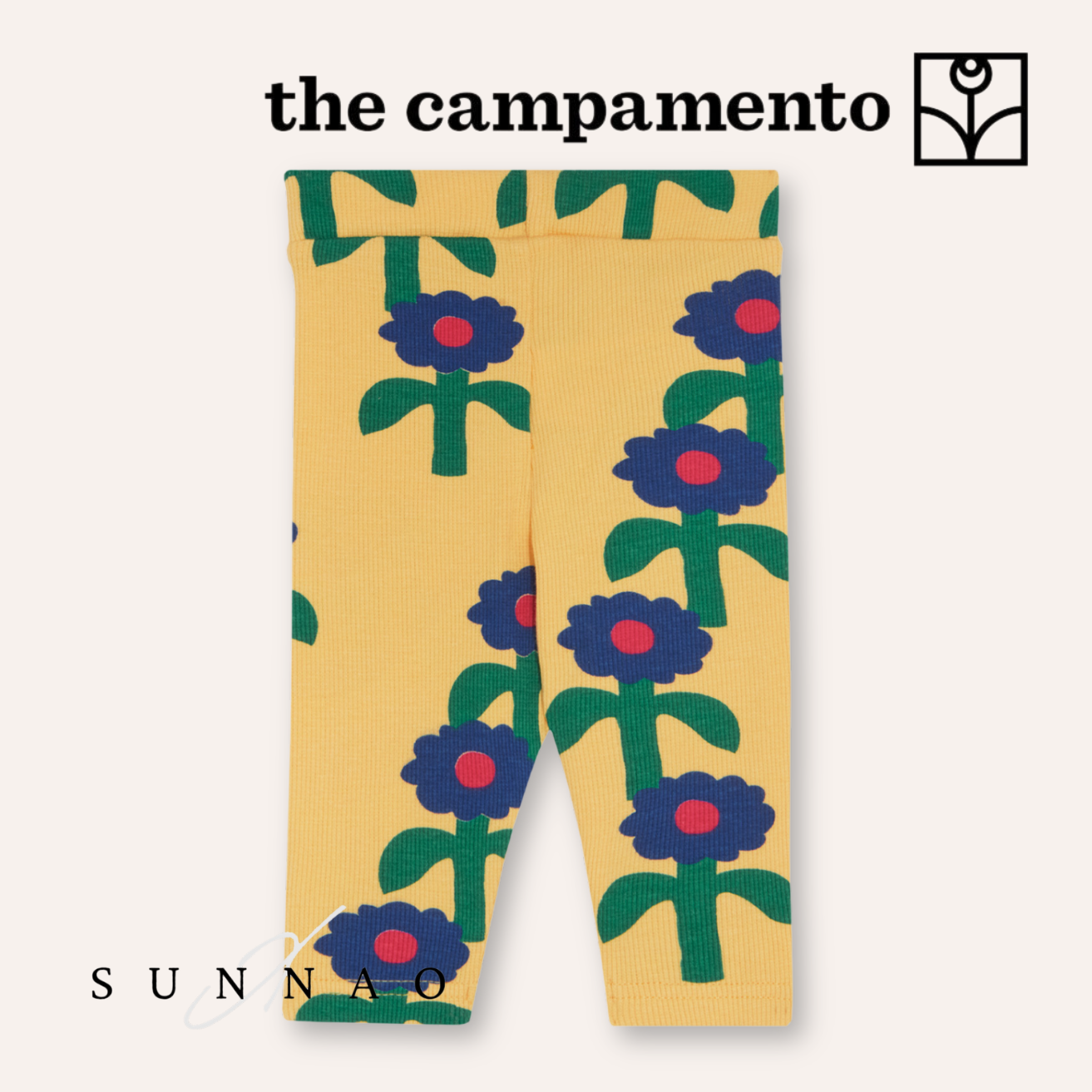 <The Campamento> Blue Daisies Leggings - YELLOW　