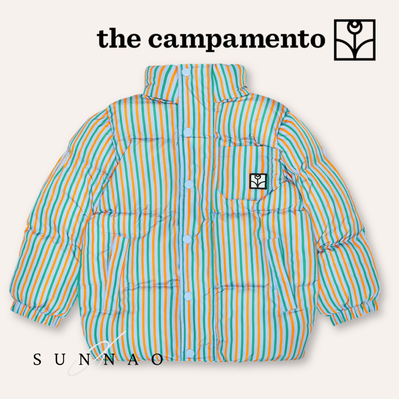 <The Campamento> Stripes Puffer Jacket - GREEN　