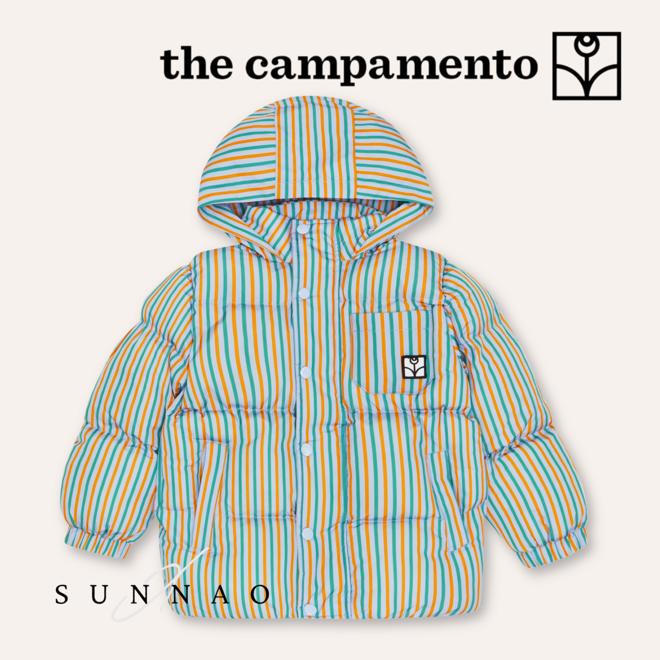 <The Campamento> Stripes Puffer Jacket - GREEN　