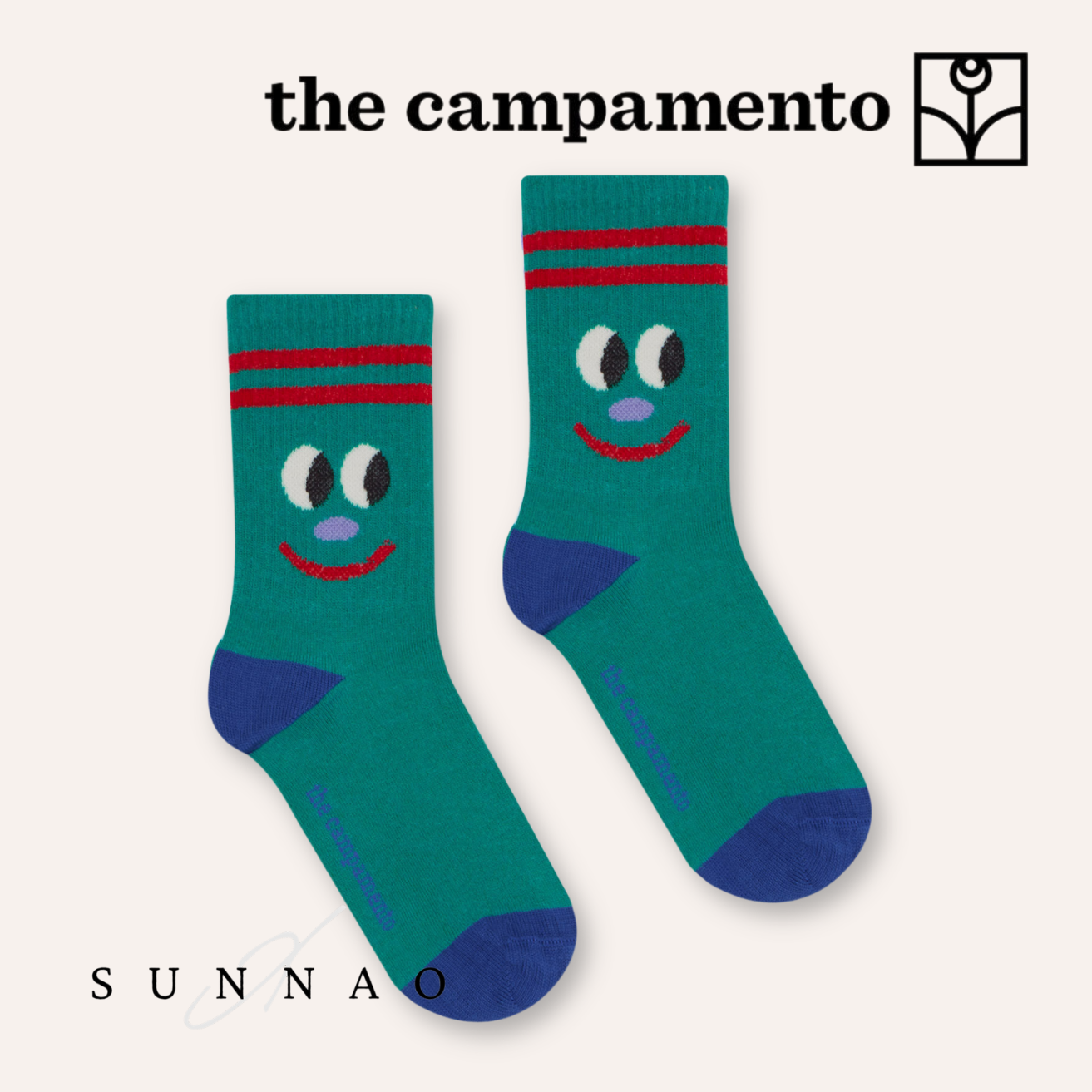 <The Campamento> Smiling Face Socks - GREEN