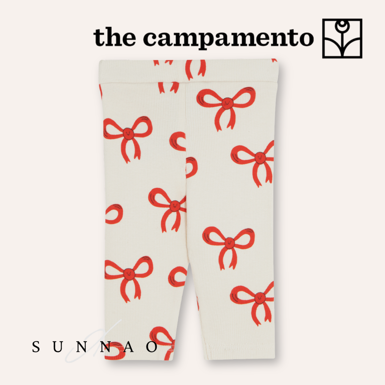 <The Campamento> Big Bows Baby Leggings - ECRU　
