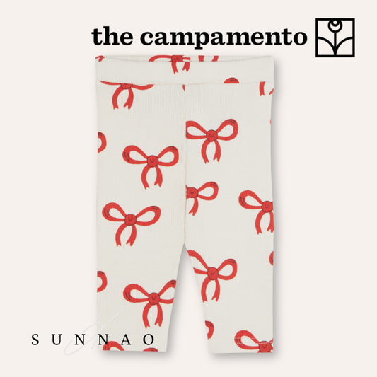 <The Campamento> Big Bows Baby Leggings - ECRU　
