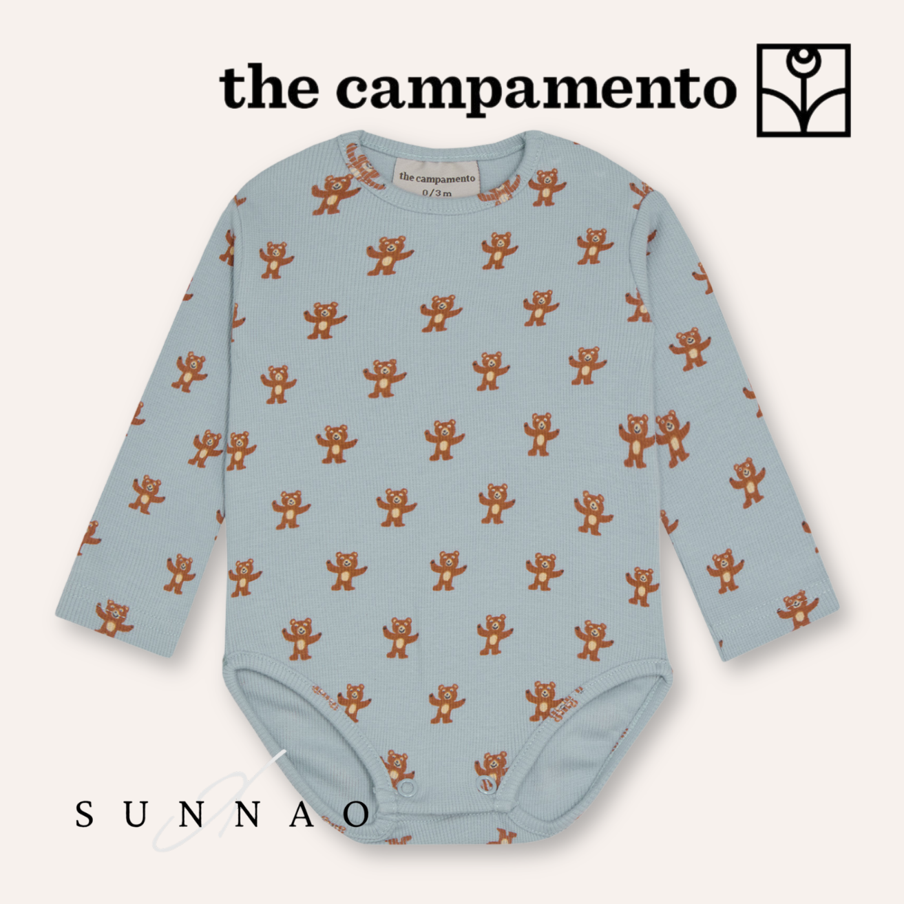 <The Campamento> Happy Bears Baby Body - LIGHT BLUE　