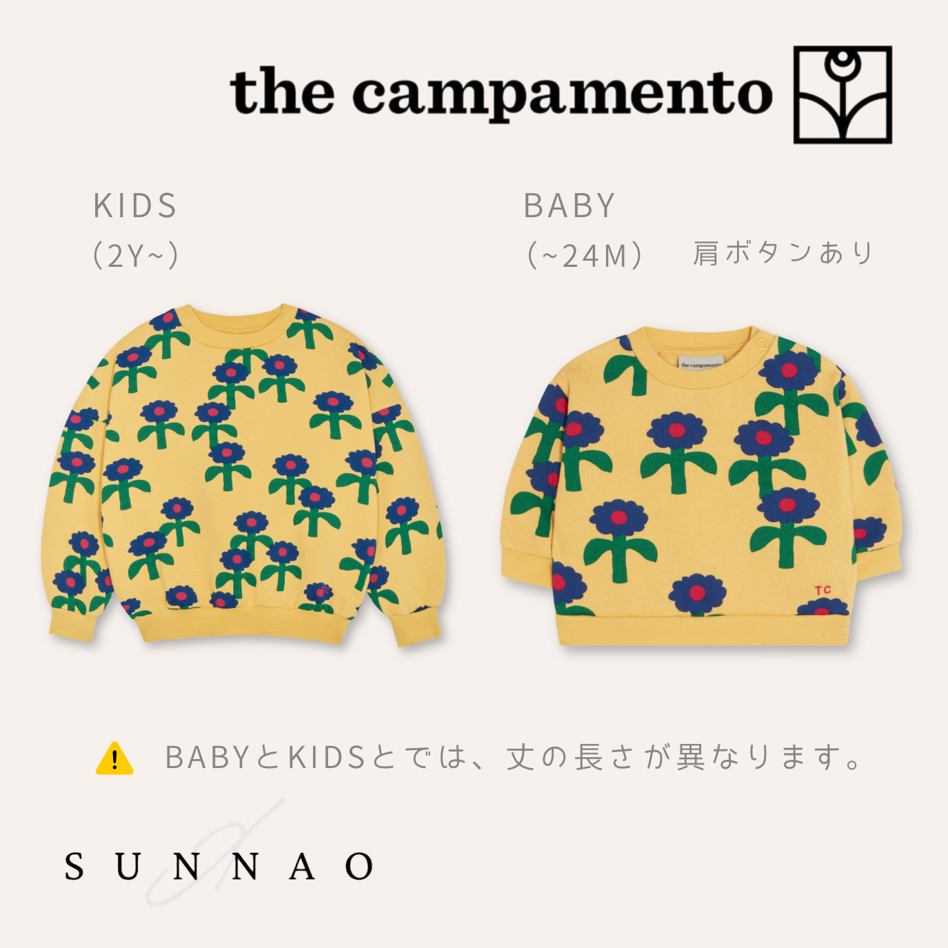 <The Campamento> Blue Daisies Allover Sweatshirt - YELLOW　