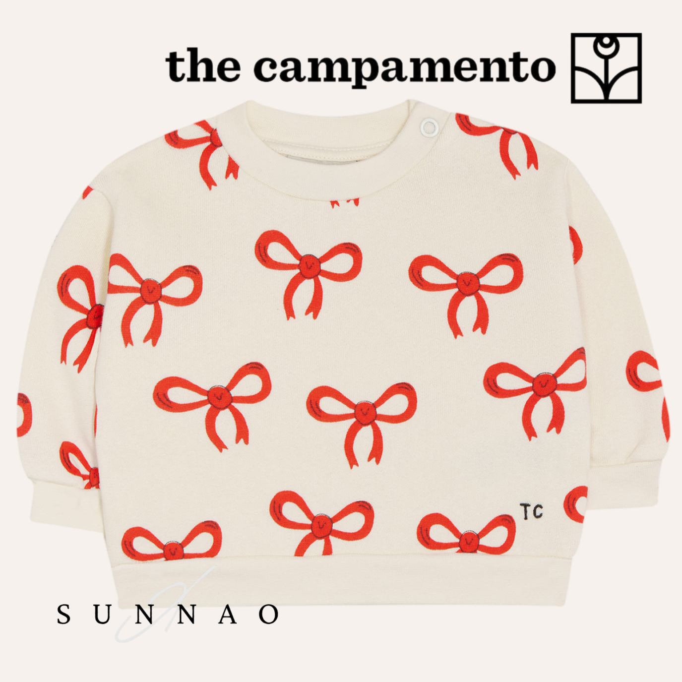 <The Campamento> Big Bows Sweatshirt - ECRU　
