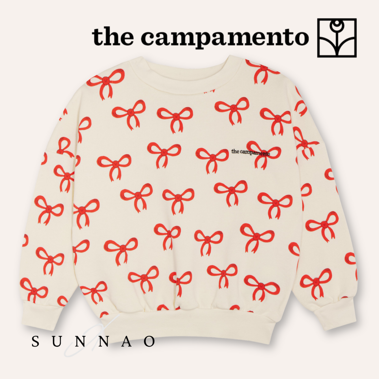 <The Campamento> Big Bows Sweatshirt - ECRU　