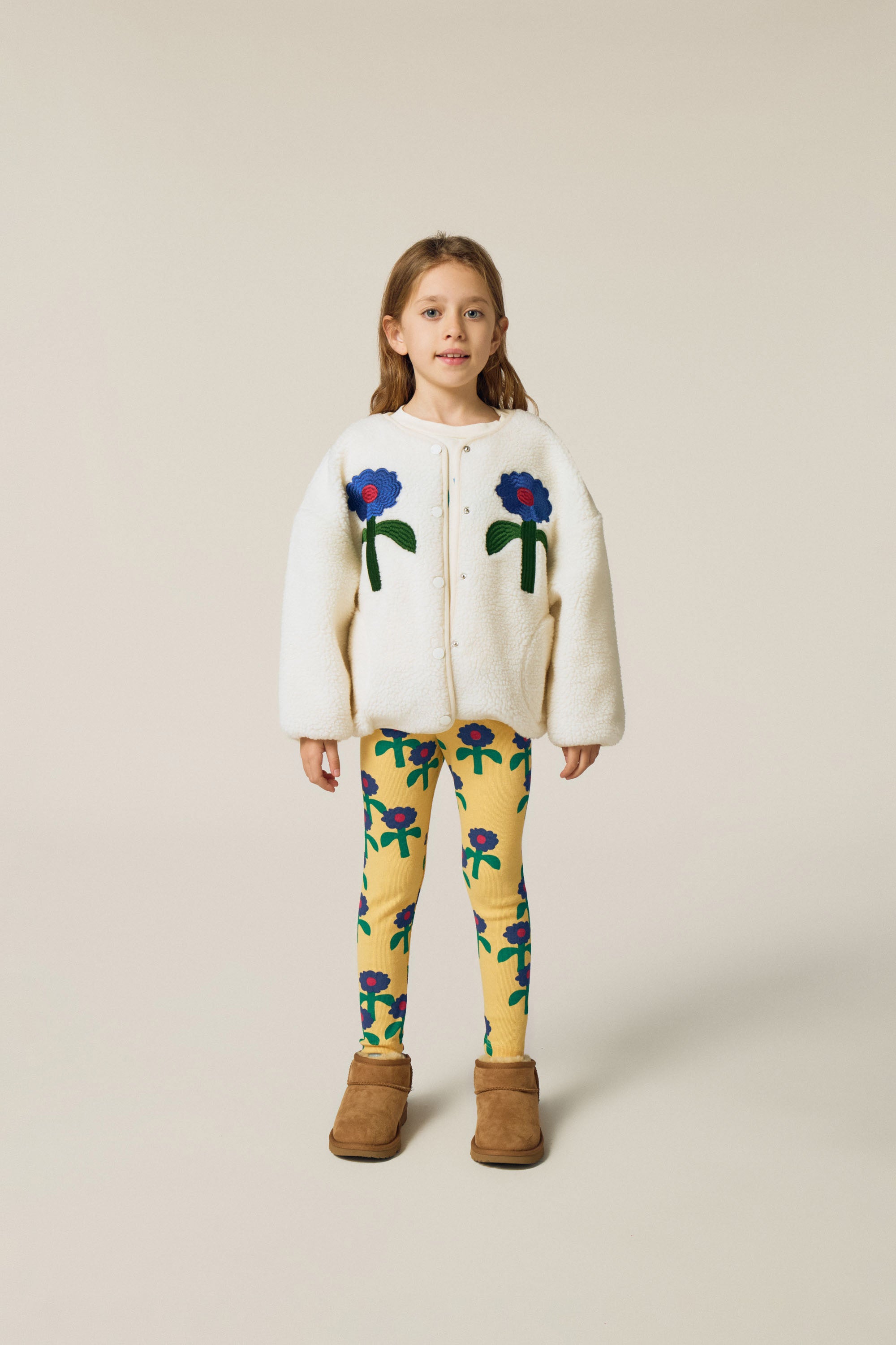 <The Campamento> Blue Daisies Leggings - YELLOW　