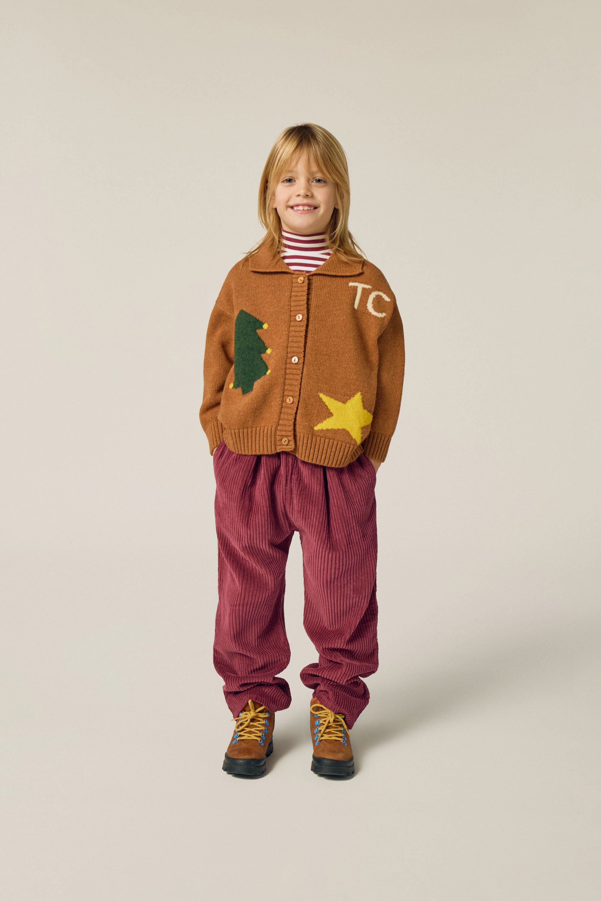 <The Campamento> Burgundy Stripes Turtle Neck Tshirt - BURGUNDY　